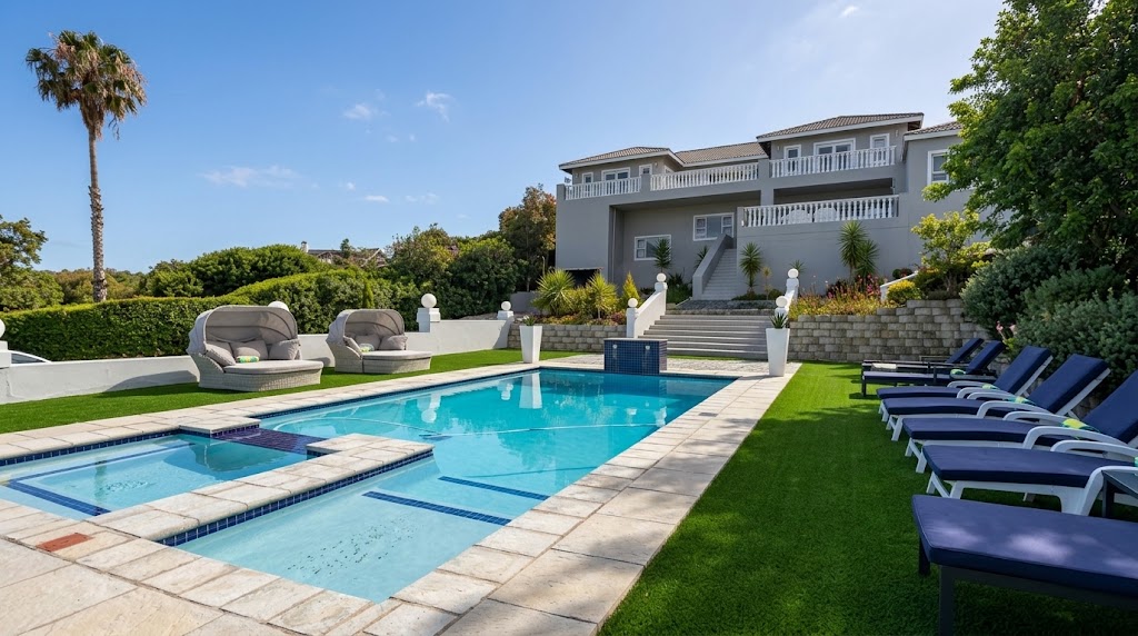 The Oasis swimming pool with Seeviews Villa beyond
